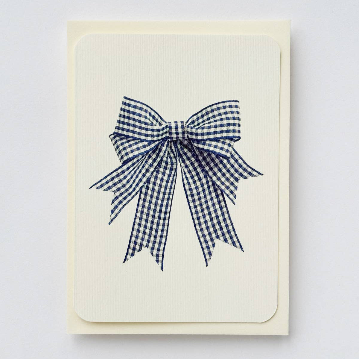 Double Tail Blue Gingham Bow Greeting Card