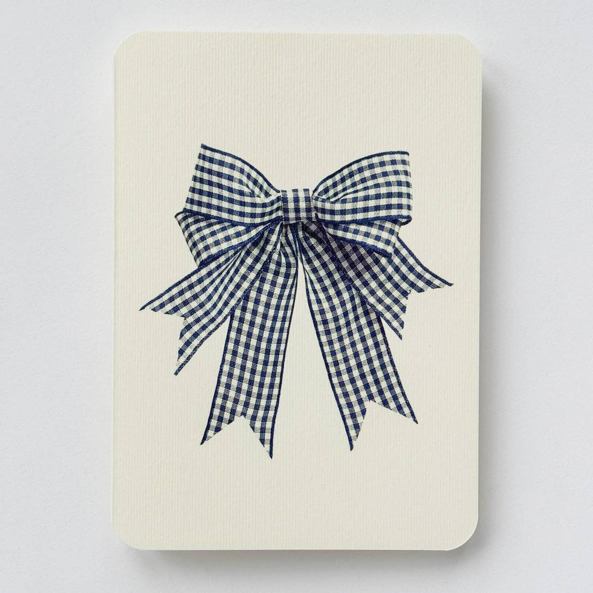 Double Tail Blue Gingham Bow Greeting Card