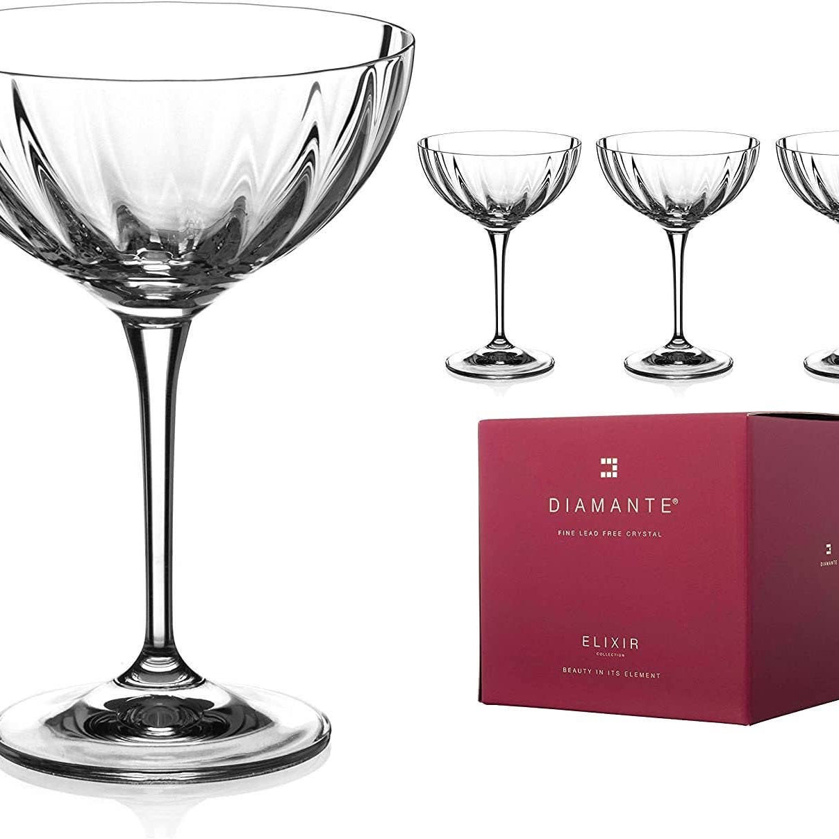 Diamante Champagne Cocktail Saucers Set of 4 - Mirage