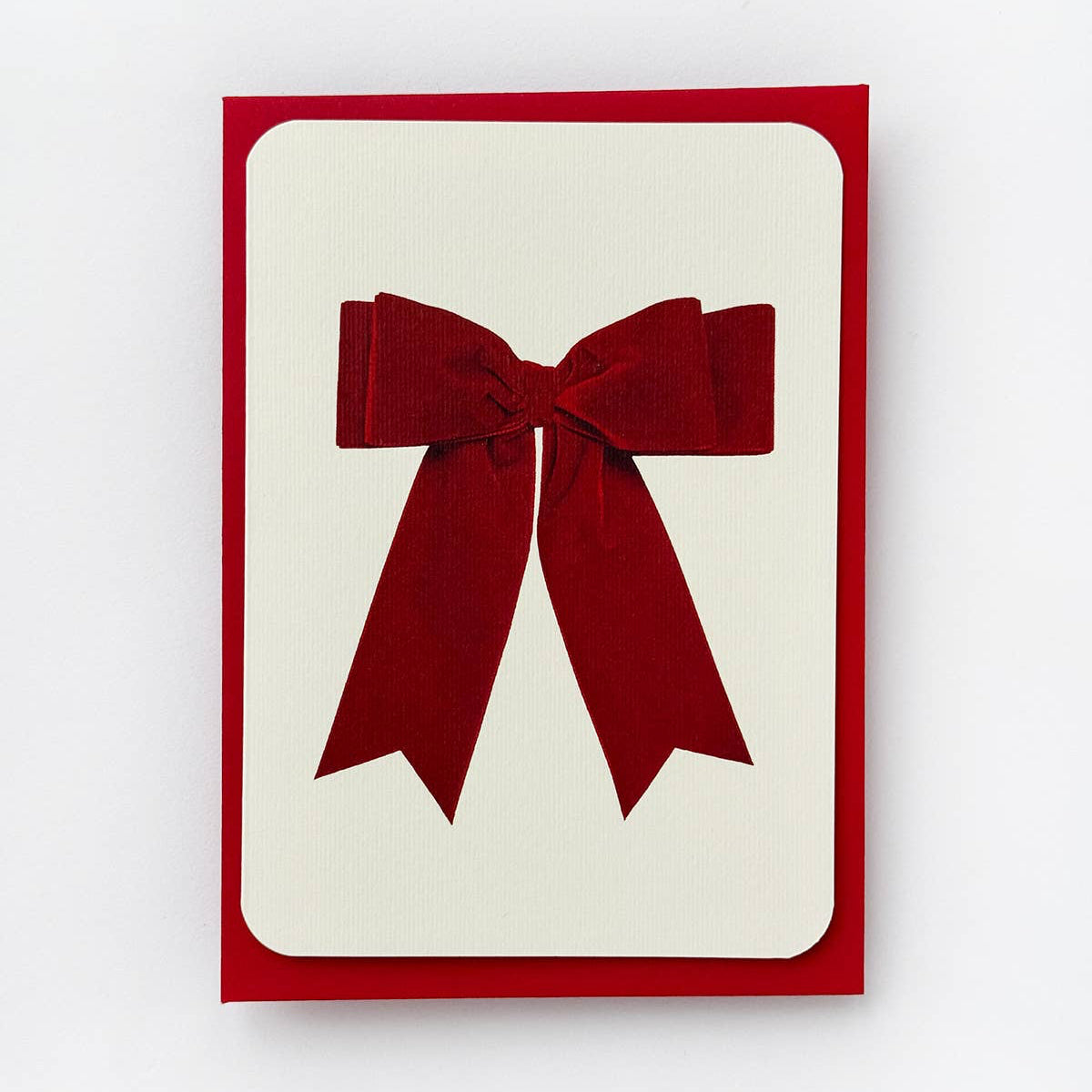 Valentines Red Velvet Bow Greeting Card