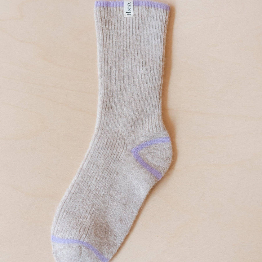 Cashmere & Merino Tipped Socks in Oatmeal