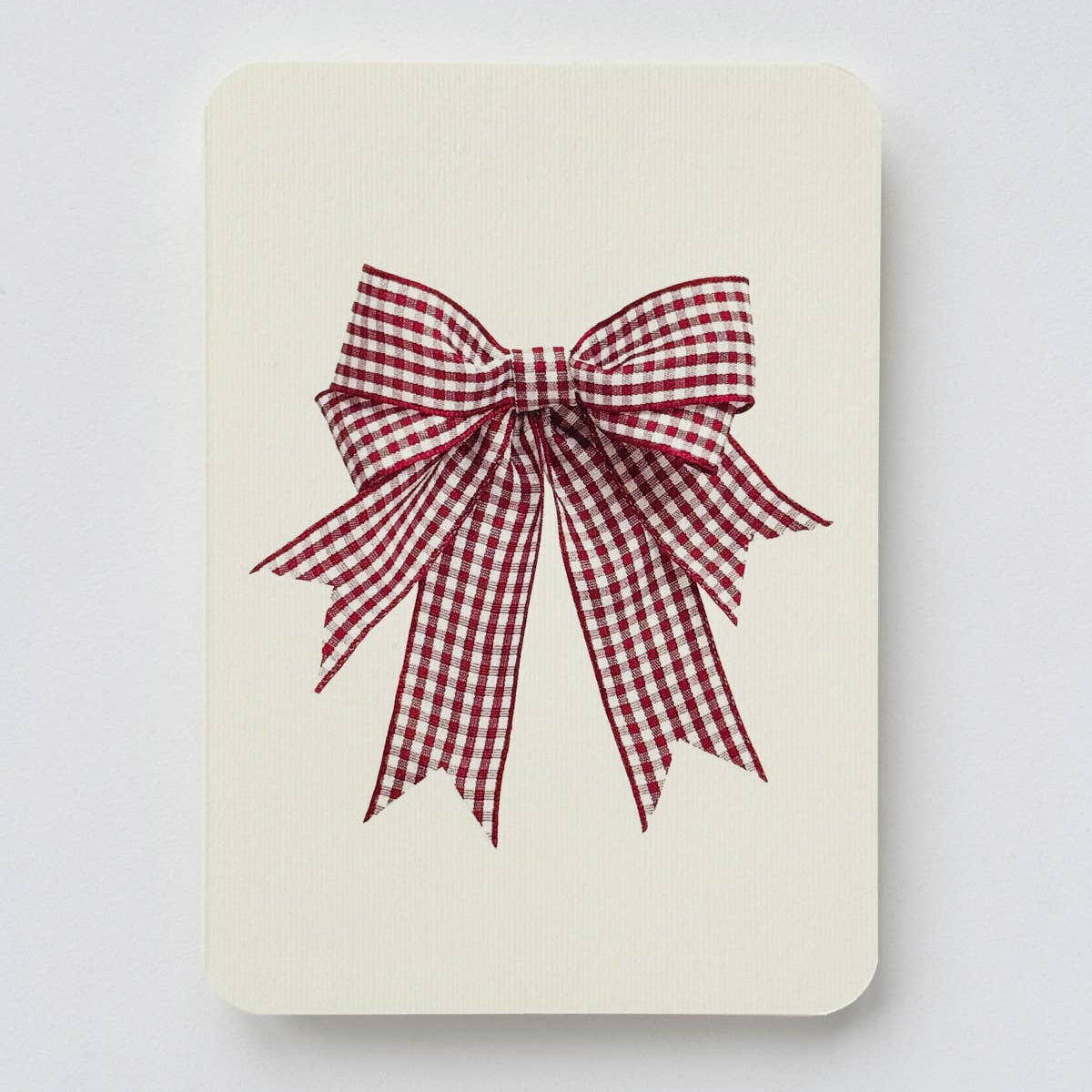 Double Tail Red Gingham Bow Greeting Card