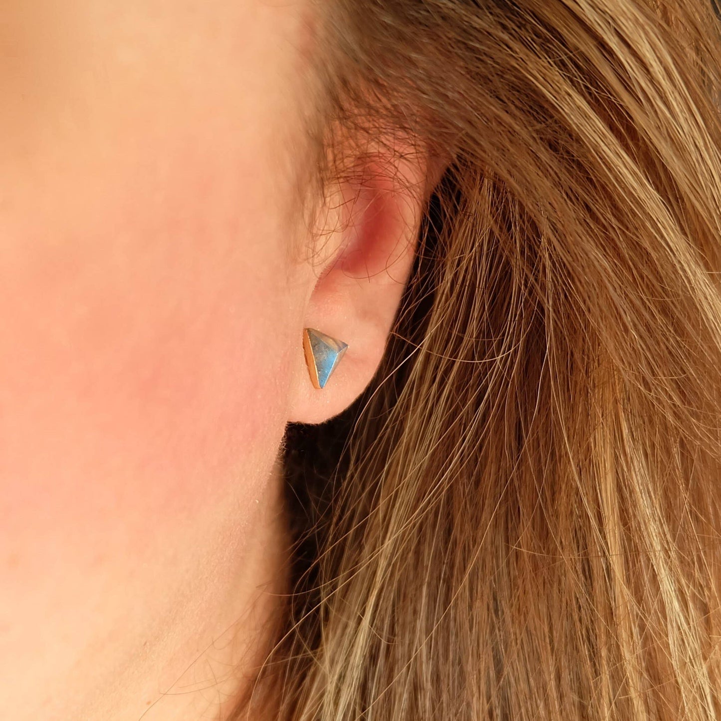 Labradorite Gemstone Stud Earrings