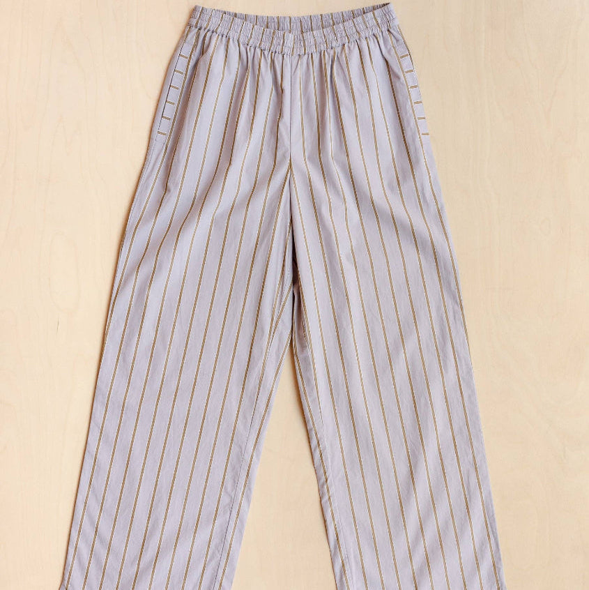 Cotton Trousers in Lilac Stripe