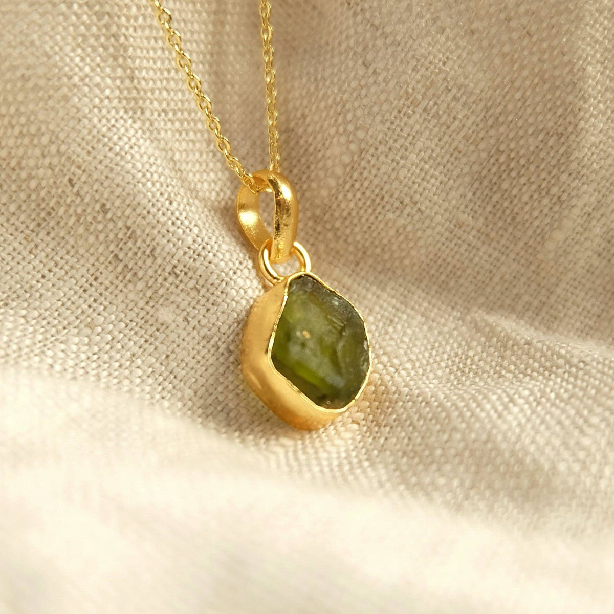 Raw Peridot Gemstone Necklace