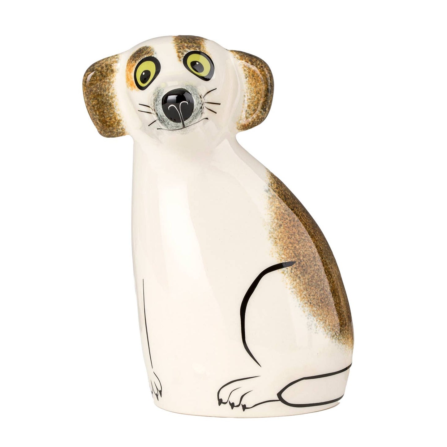 Handmade Ceramic Money Box - Brown & White Dog