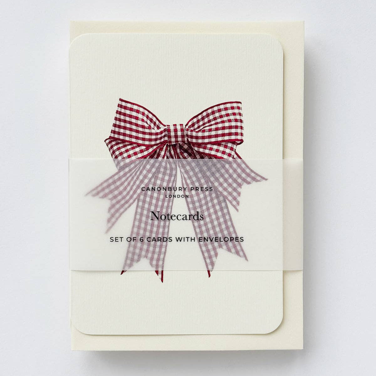 Double Tail Red Gingham Bow Greeting Card
