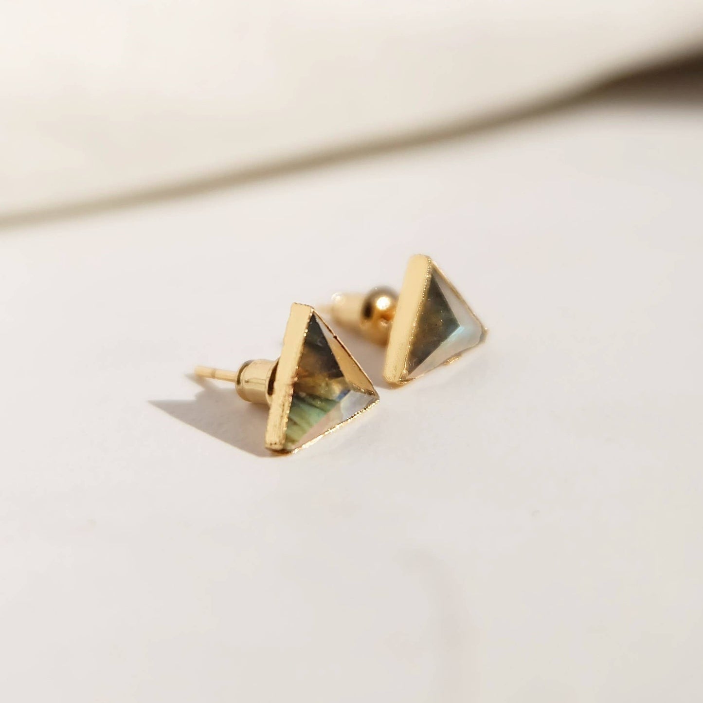 Labradorite Gemstone Stud Earrings