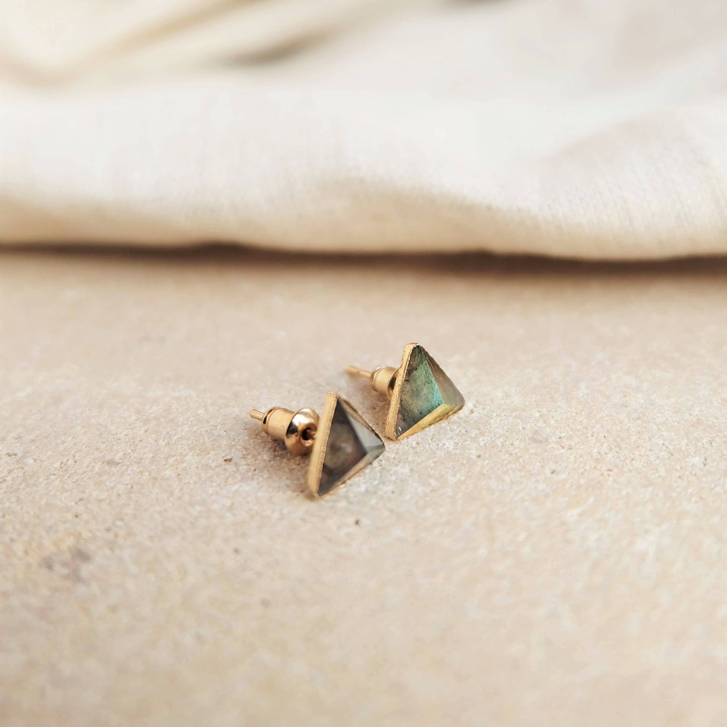 Labradorite Gemstone Stud Earrings