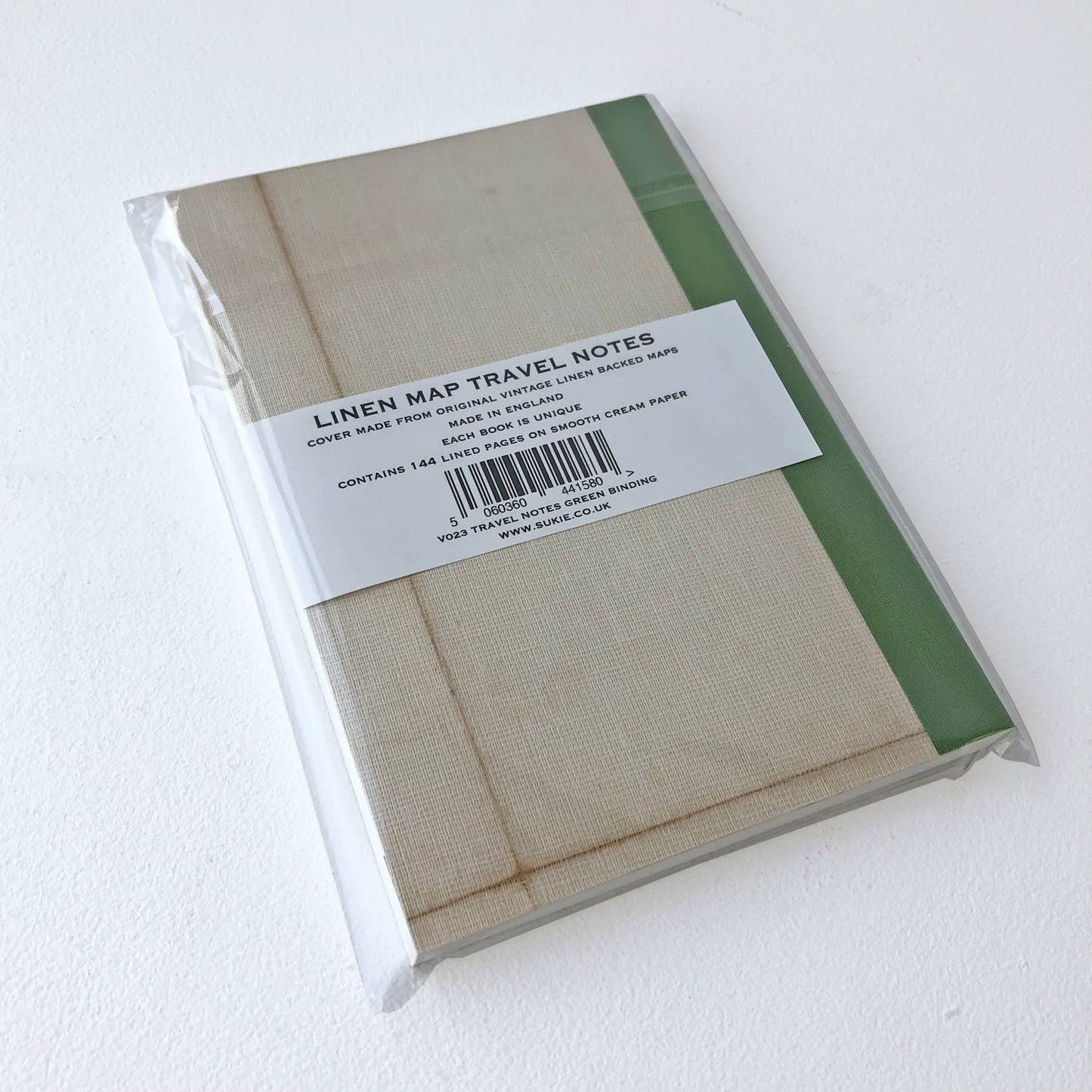 Linen Map Travel Notes with Green Binding