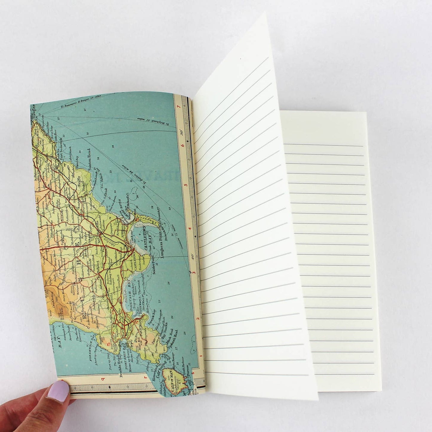 Linen Map Travel Notes with Green Binding