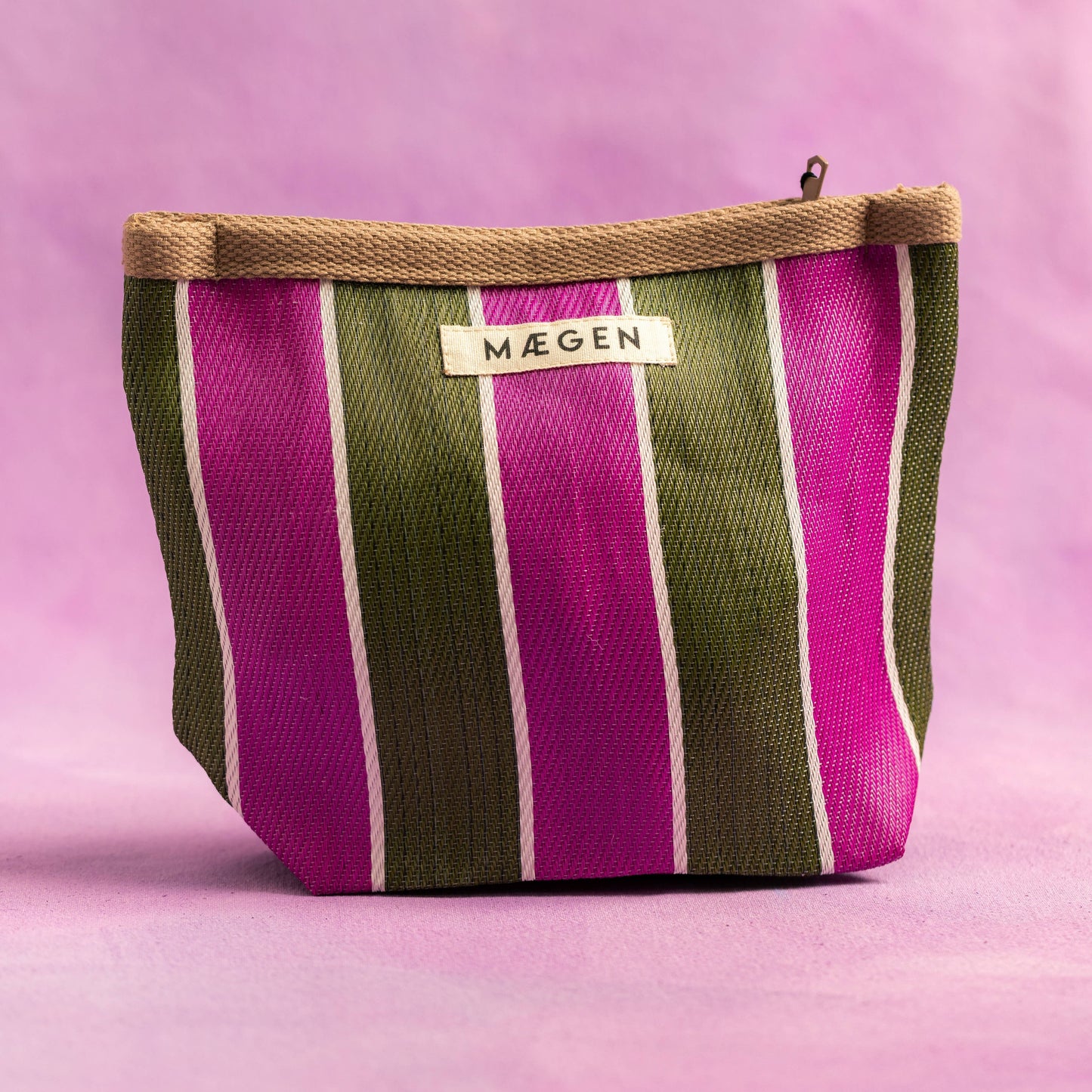 Magen Striped Pouch - Brown, Olive, Pink