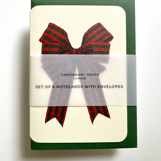 Tartan Bow Notecard: Set of 6 - Green Envelope
