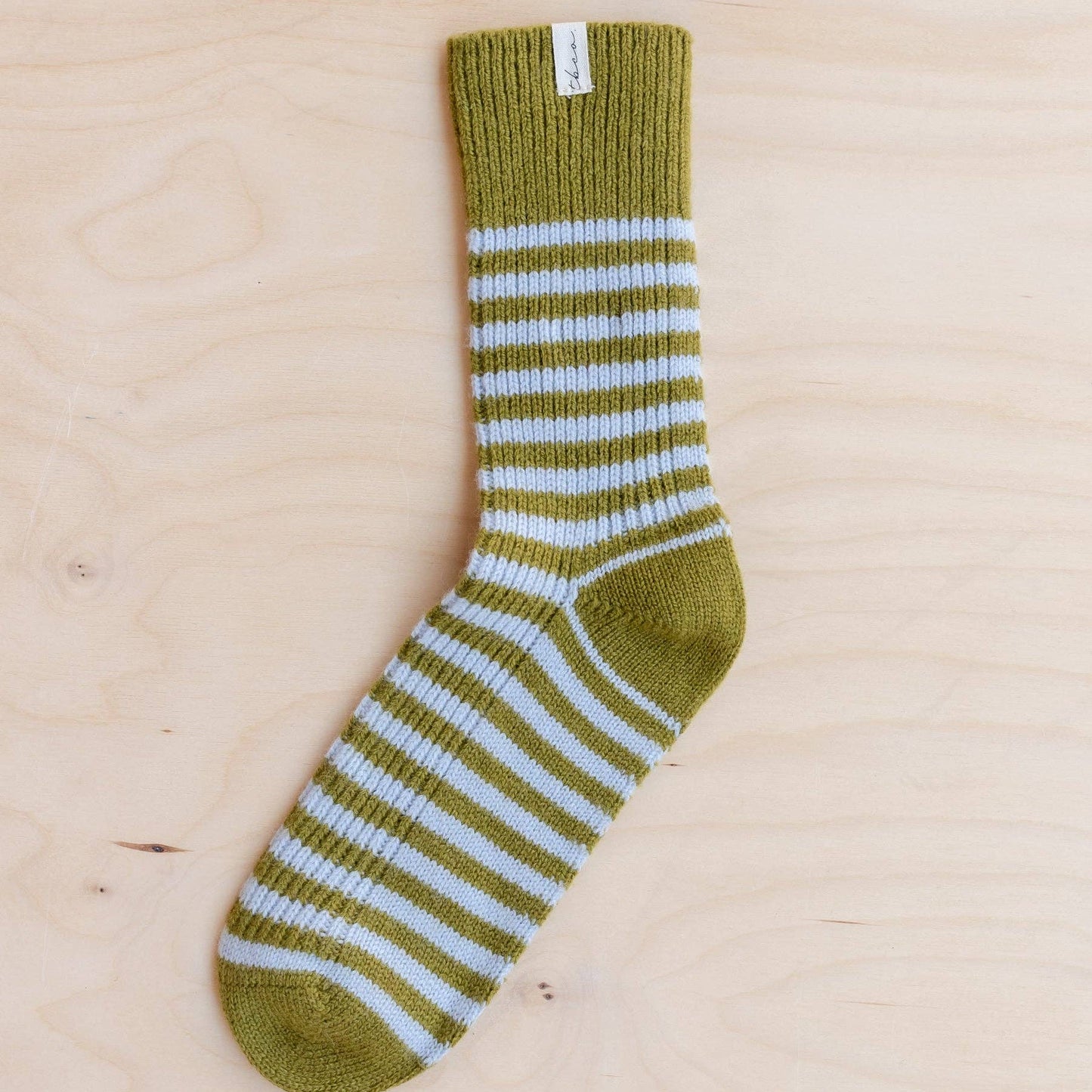 Cashmere & Merino Wool Socks in Olive & Blue Stripe