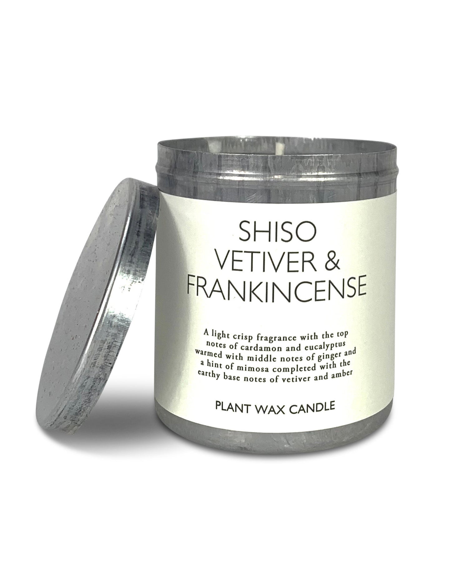 Shiso, Frankincense & Vetiver candle tin
