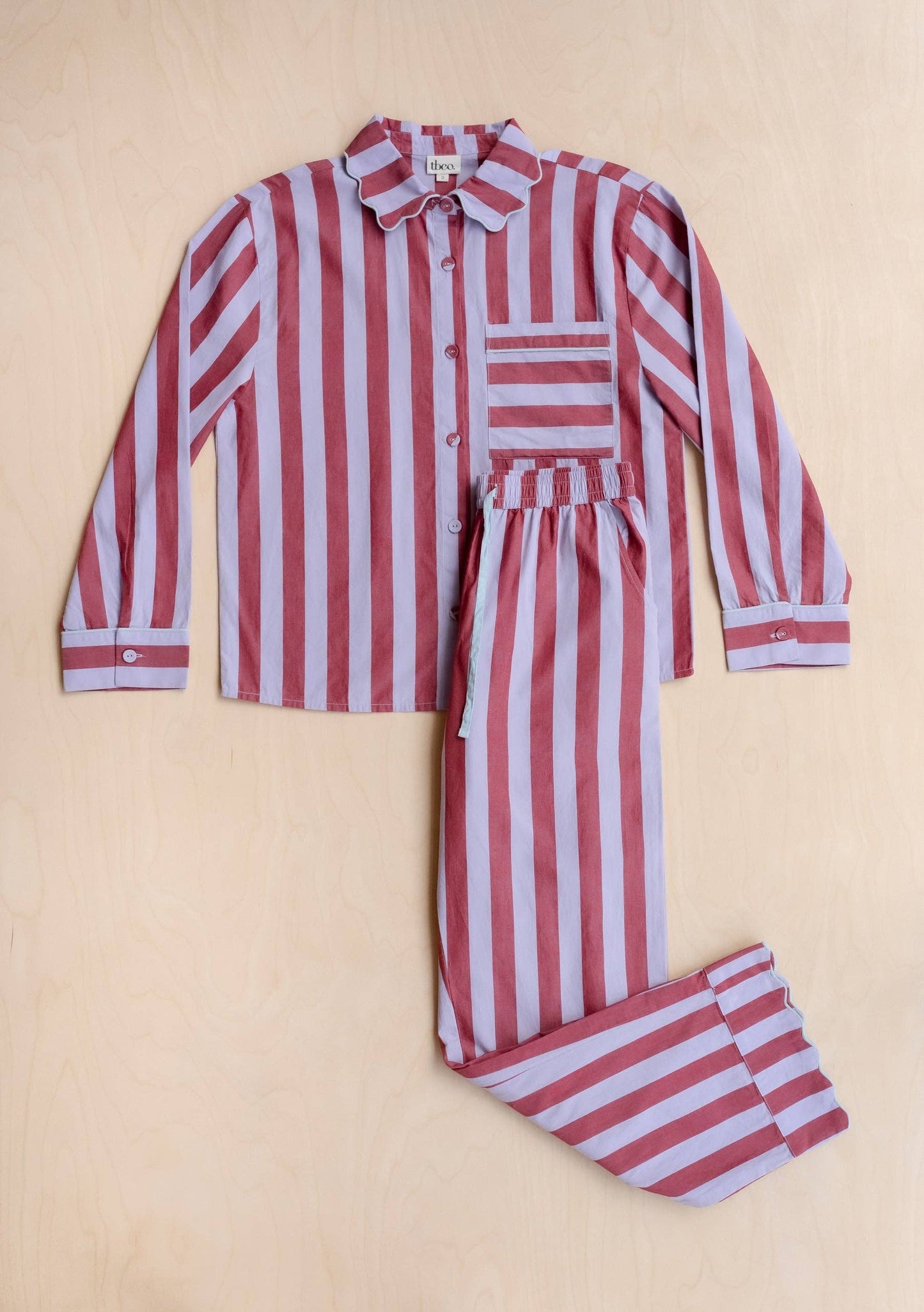 Cotton Pyjamas in Lilac Stripe