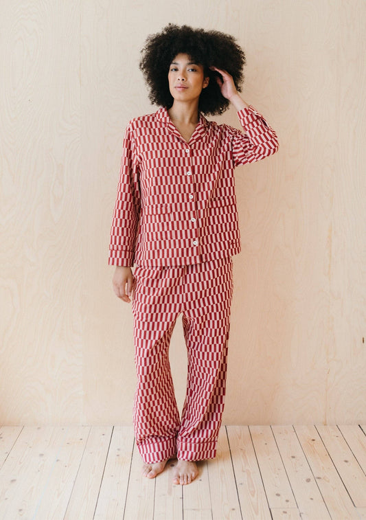 Cotton Pyjamas in Rose Checkerboard