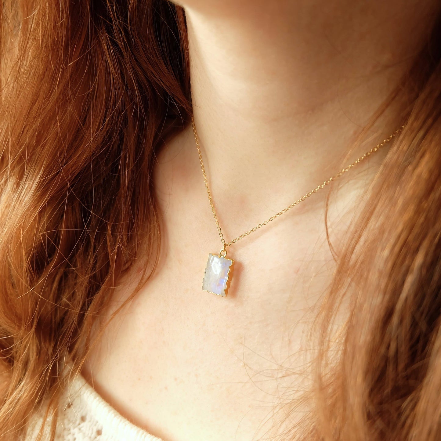 Raw Moonstone Gemstone Necklace