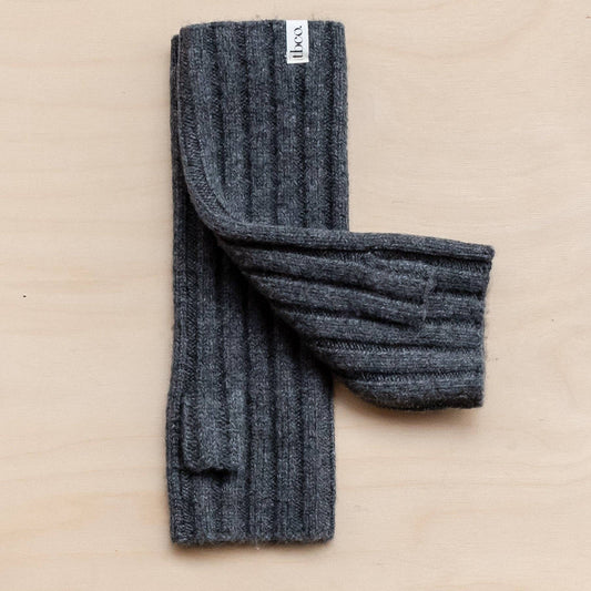 Cashmere & Merino Wrist Warmers in Charcoal Melange