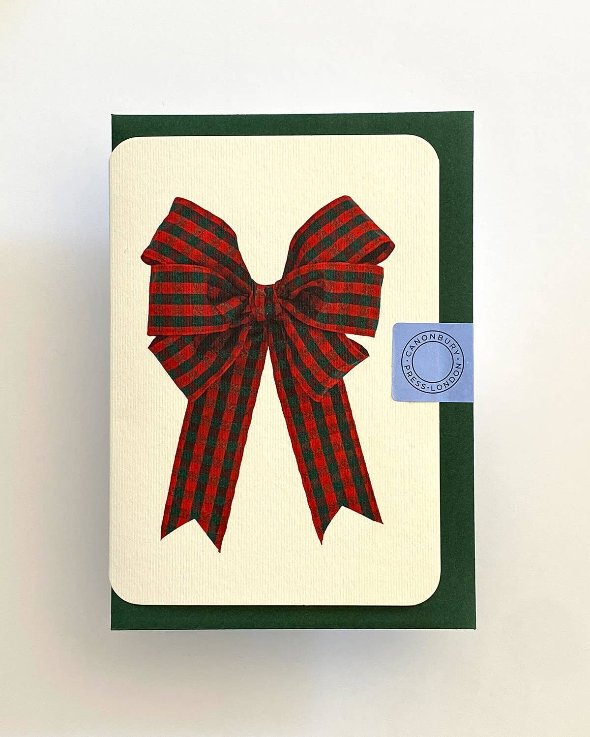 Tartan Bow Greeting Card - green envelope