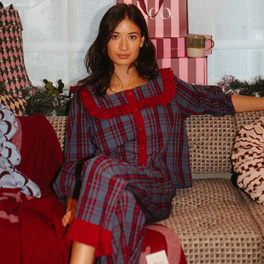 Cotton Pyjamas in Navy Tartan