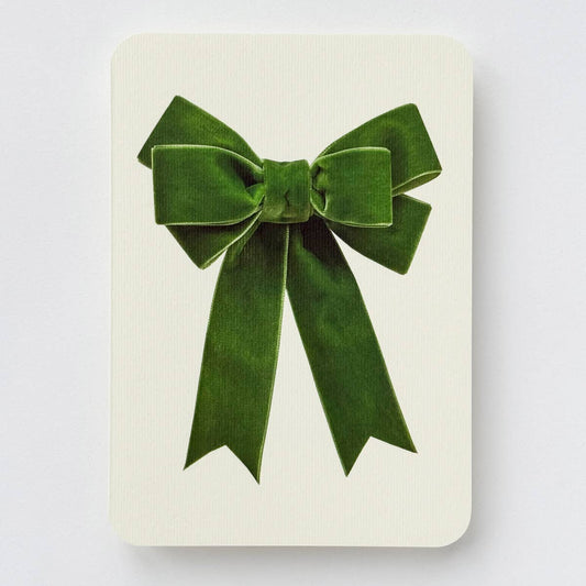 Green Velvet Bow Greeting Card