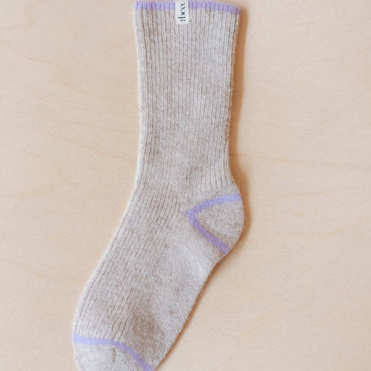 Cashmere & Merino Tipped Socks in Oatmeal