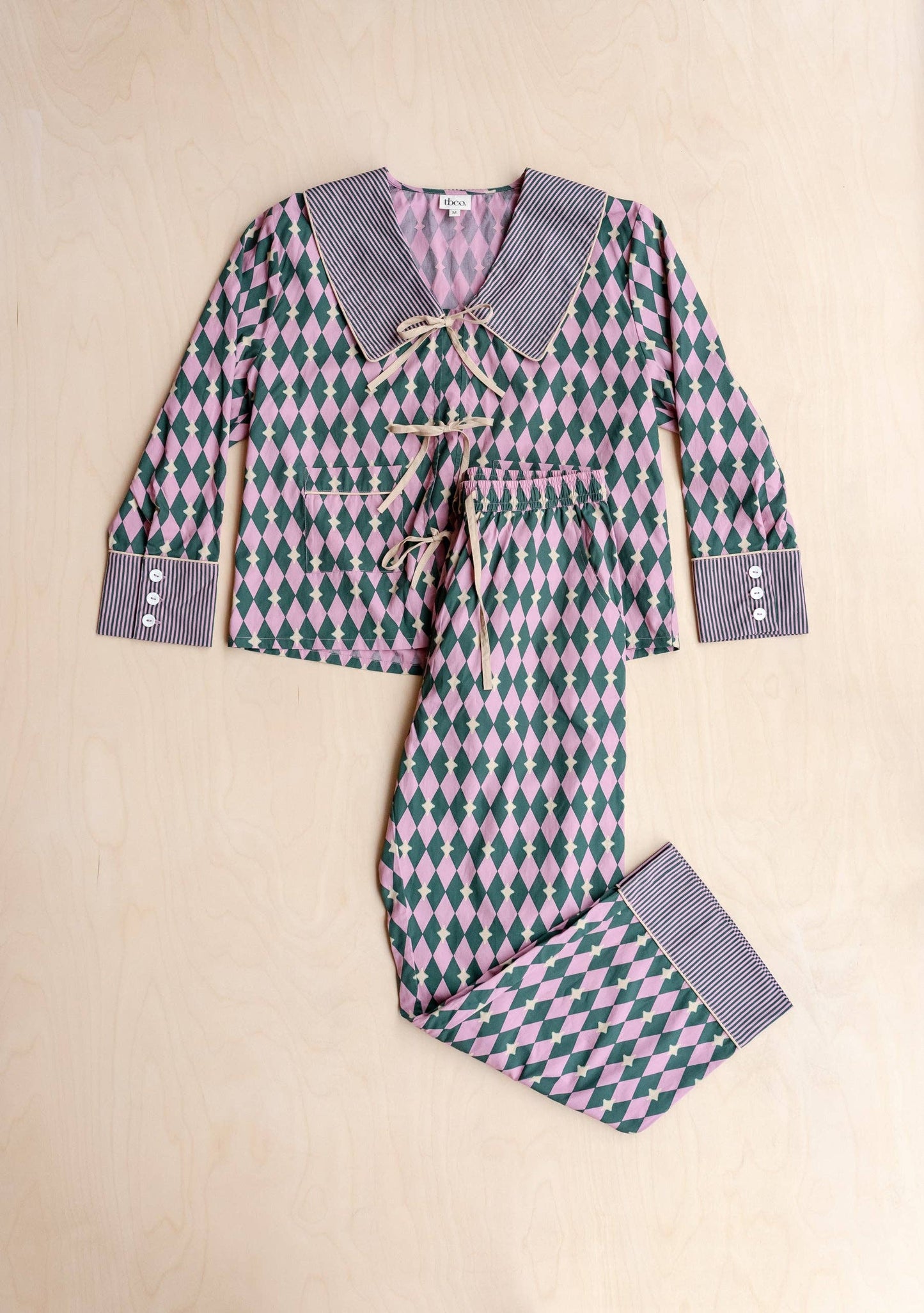 Cotton Pyjamas in Pink Harlequin