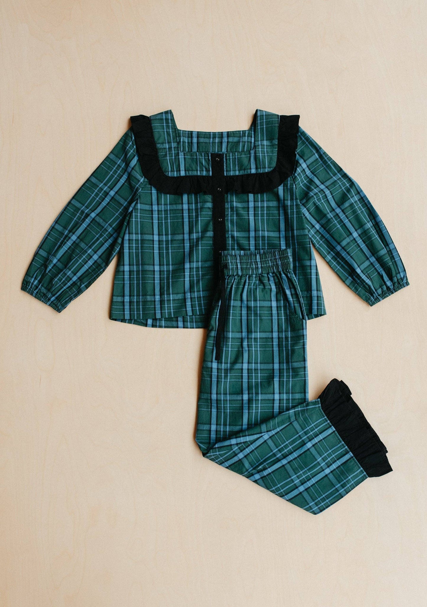 Cotton Pyjamas in Green Tartan