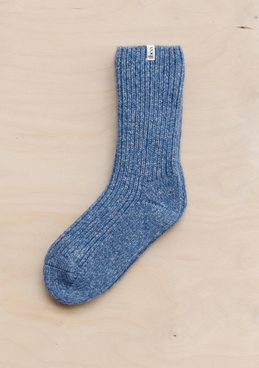 Cashmere & Merino Socks in Blue Fleck