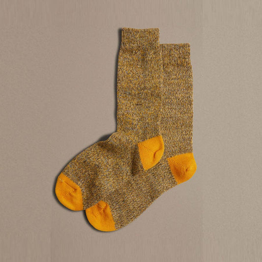 Fine Merino Wool Socks | Dark Yellow Marl