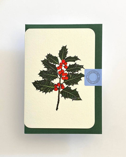 Christmas Holly Greeting Card - green envelope