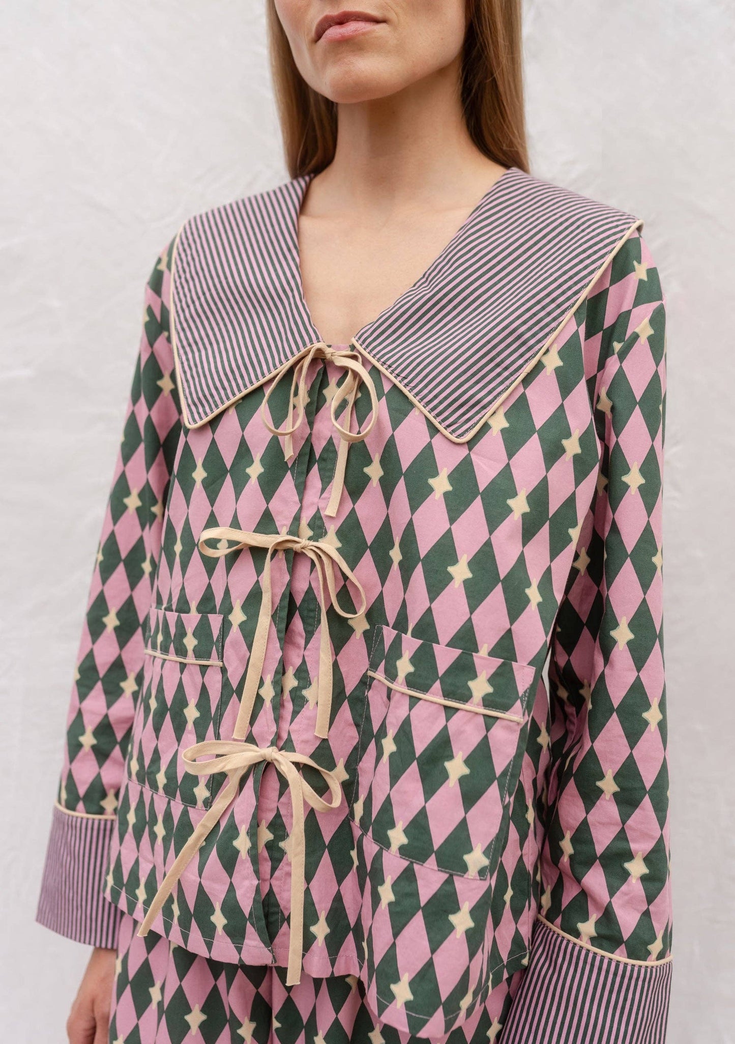 Cotton Pyjamas in Pink Harlequin