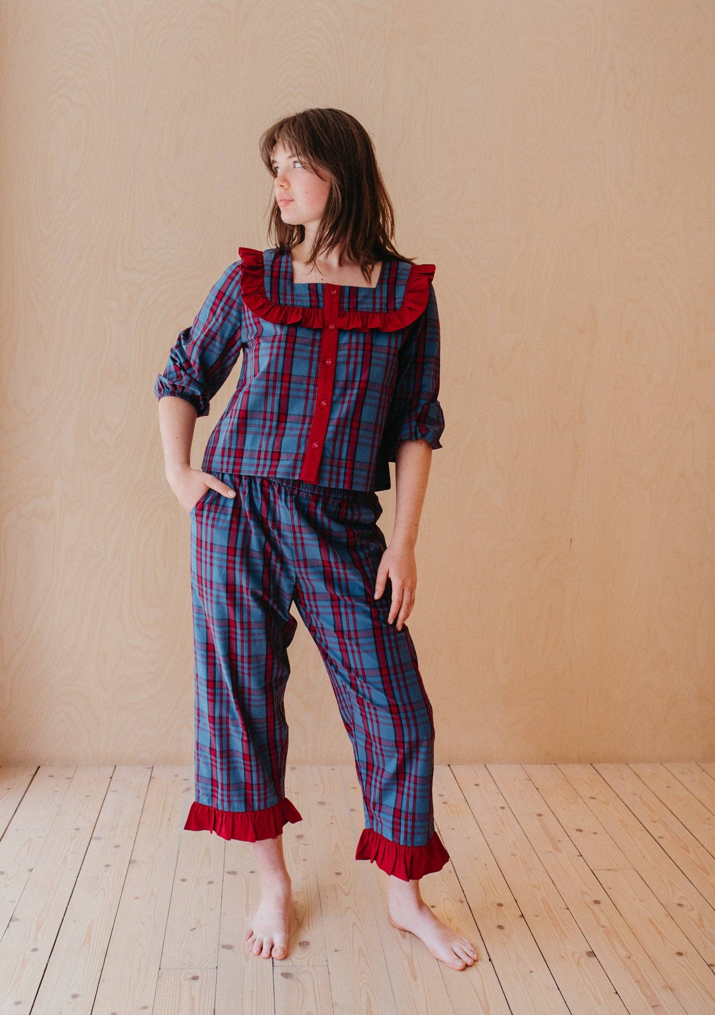Cotton Pyjamas in Navy Tartan