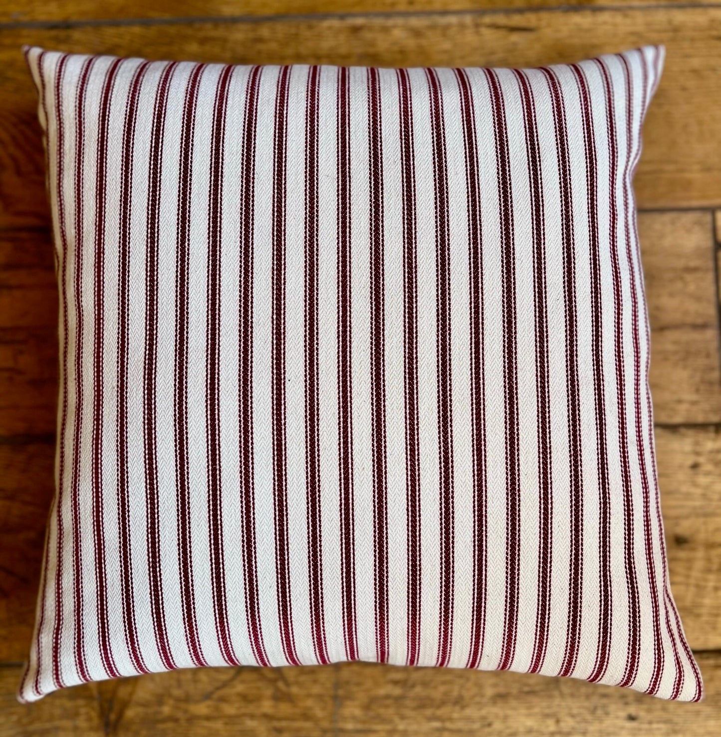 Cushion - Wine Ticking Stripe - Size Small | New Romantic