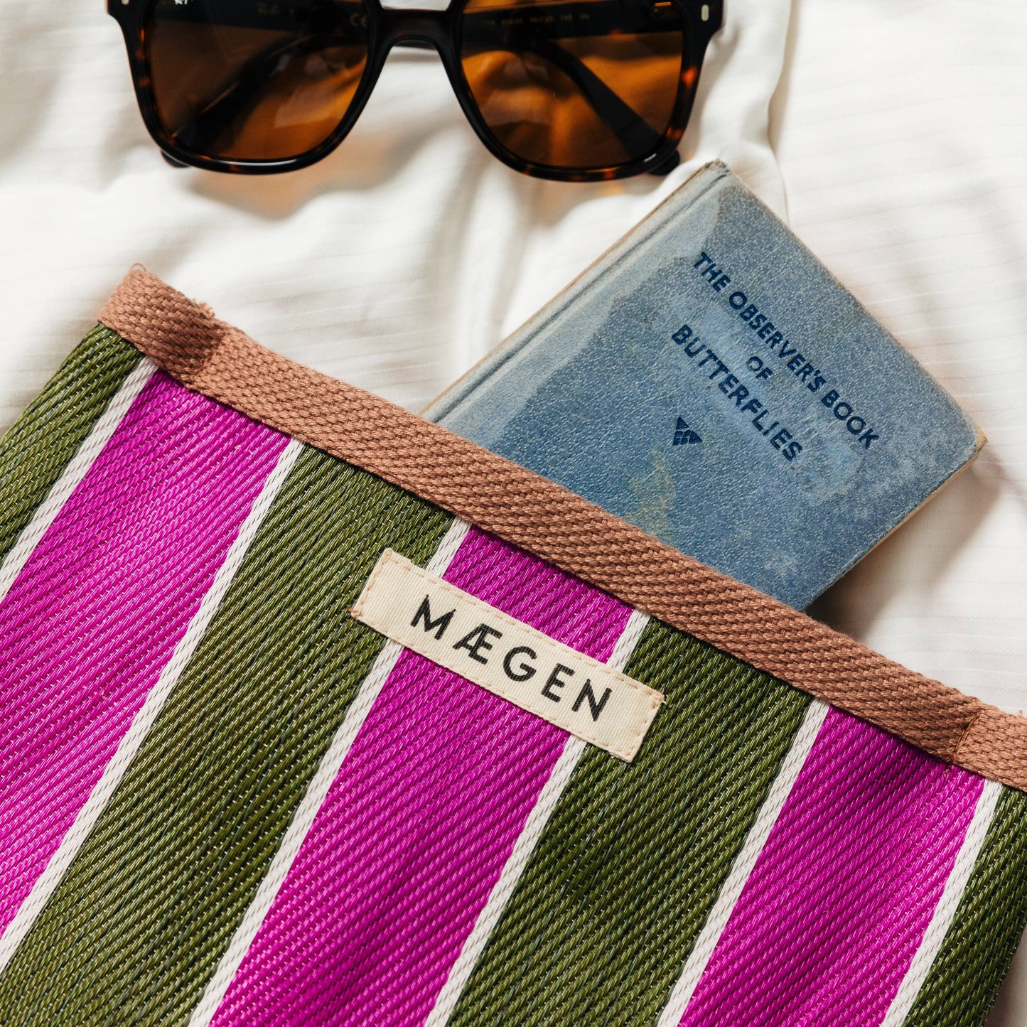 Magen Striped Pouch - Brown, Olive, Pink