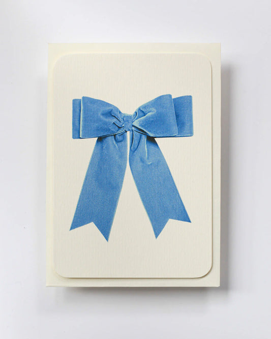 Blue Velvet Bow Greeting Card