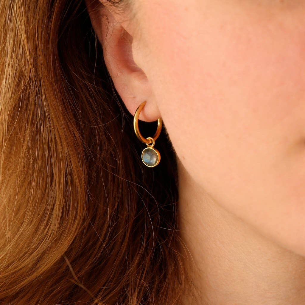Labradorite Gold Hoop Earrings