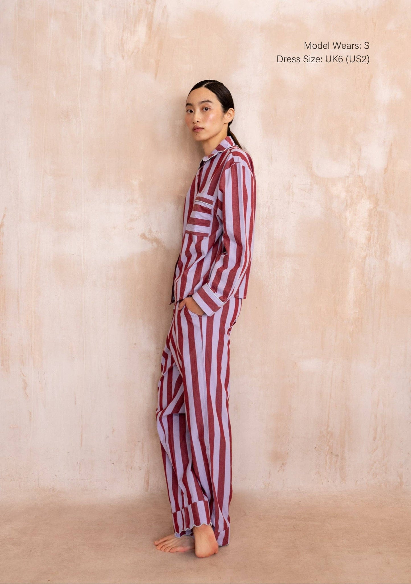 Cotton Pyjamas in Lilac Stripe