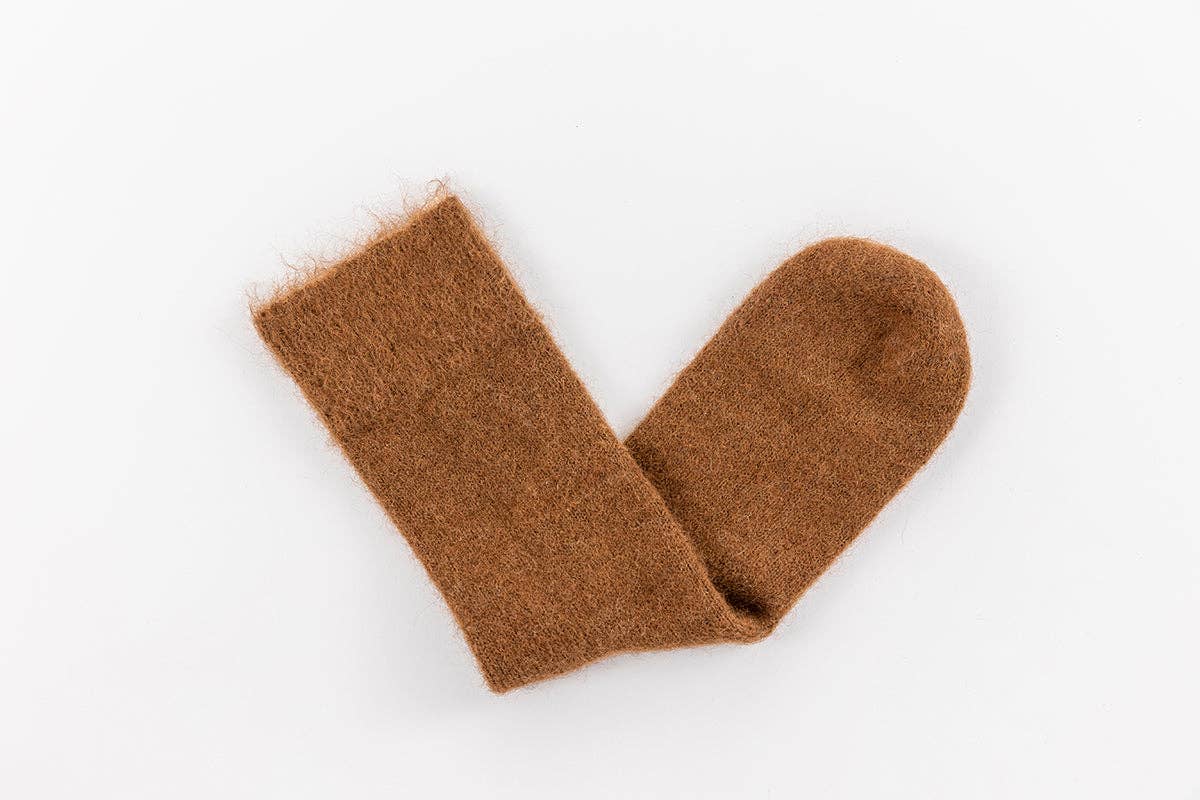 Ultra Soft Brown Alpaca Socks