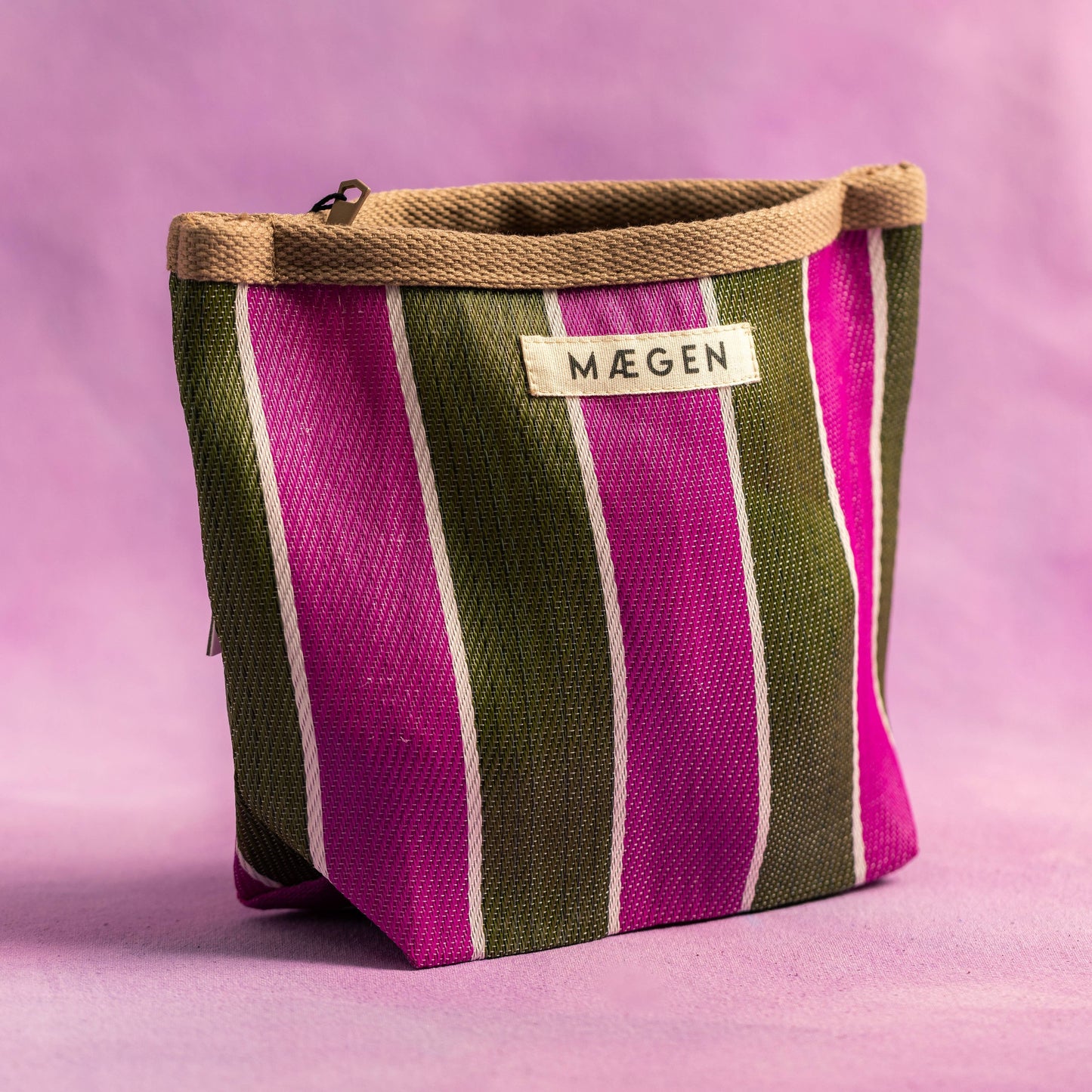 Magen Striped Pouch - Brown, Olive, Pink