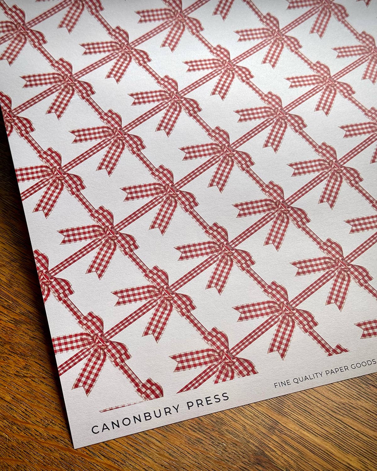Gingham Bow Wrapping Paper