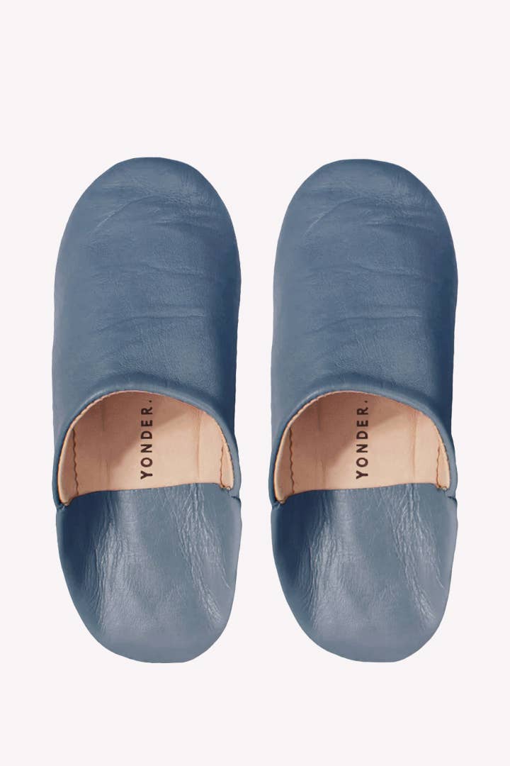 Leather Babouche Slippers | Petrol