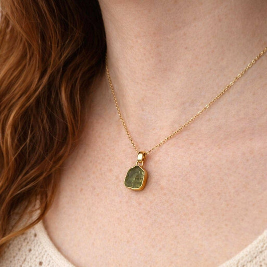 Raw Peridot Gemstone Necklace